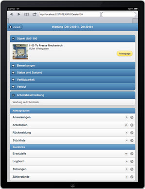 Details des Instandhaltungsauftrags