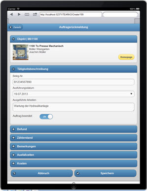 Rückmeldung des Instandhaltungsauftrags