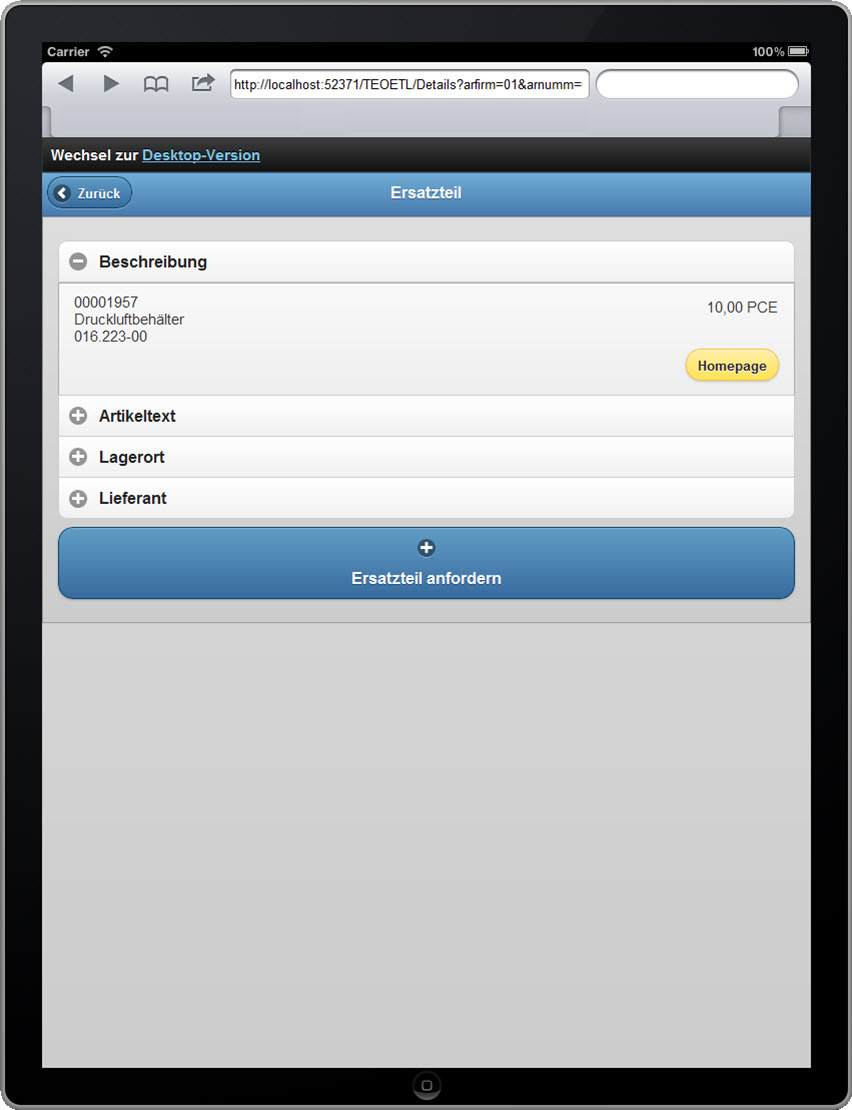Details des Ersatzteils