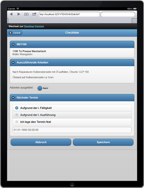 Wartungsaufgabe erledigen